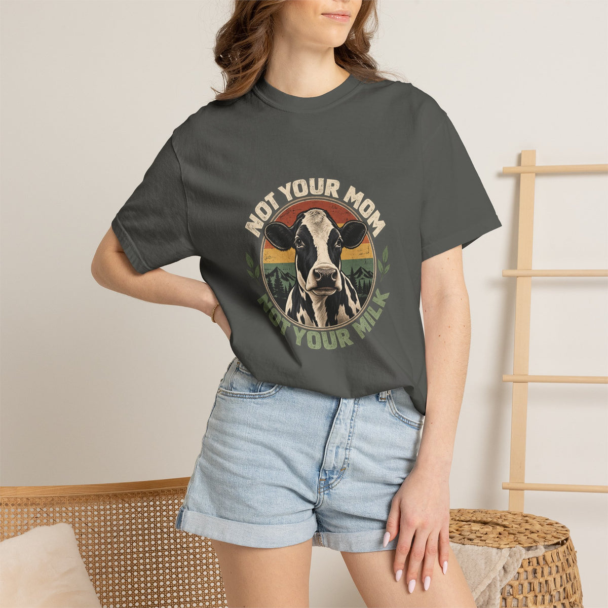 Not Your Mom Not Your Milk T-Shirt — Vegan Cow Graphic Tee