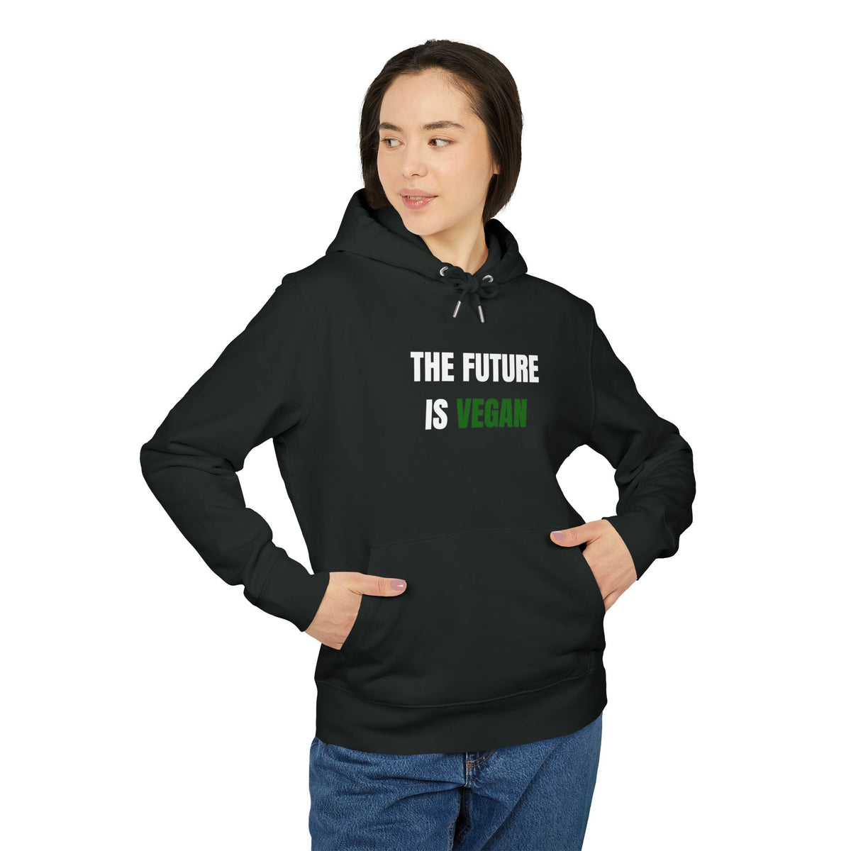 Hoodie — "The Future Is Green" Minimal Eco Graphic Pullover
