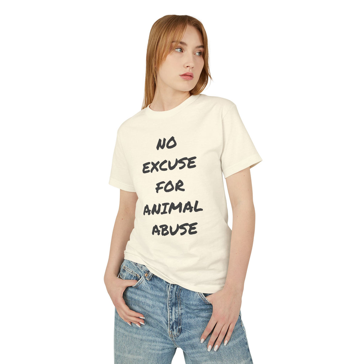 Animal Rights Tee — “No Excuse for Animal Abuse” Statement Shirt
